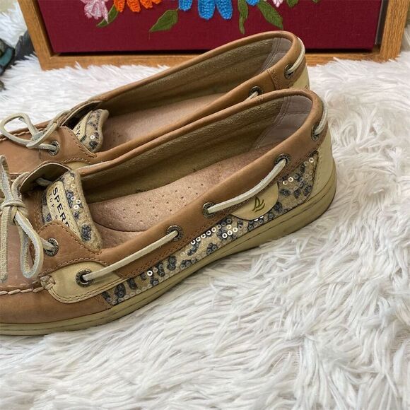 Sperry Angelfish Leopard Jacquard Slip-On Boat Shoes Women's Size 8.5 - Picture 6 of 10